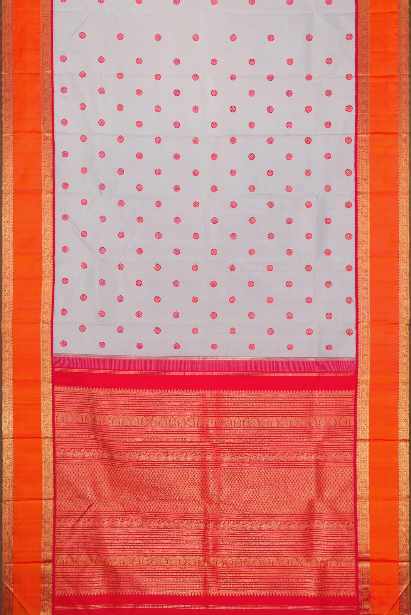 Pure Silk Pure Zari Grey Kanchipuram Saree - Image 6
