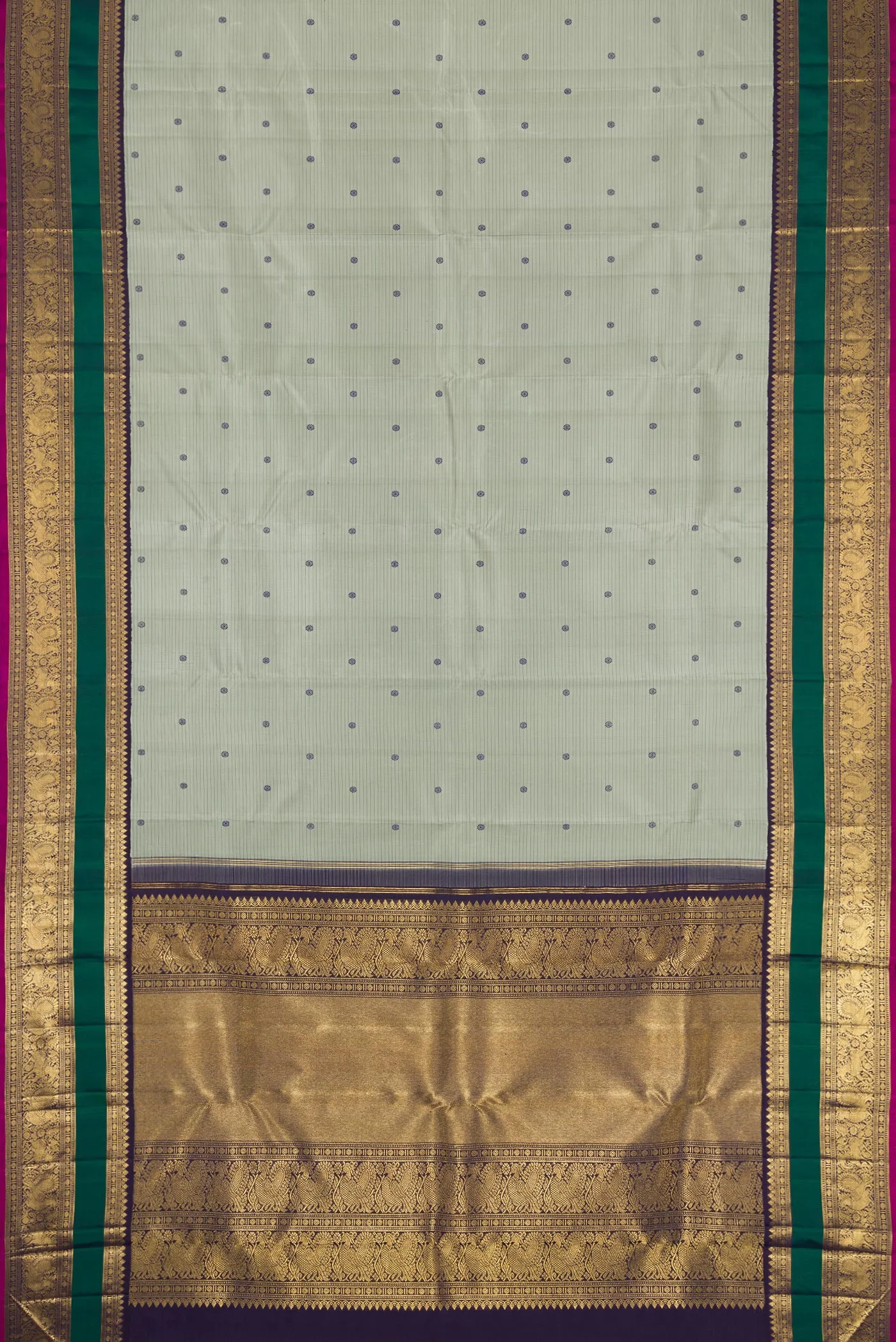 Pure Silk Pure Zari Grey Kanjivaram Saree - Image 6