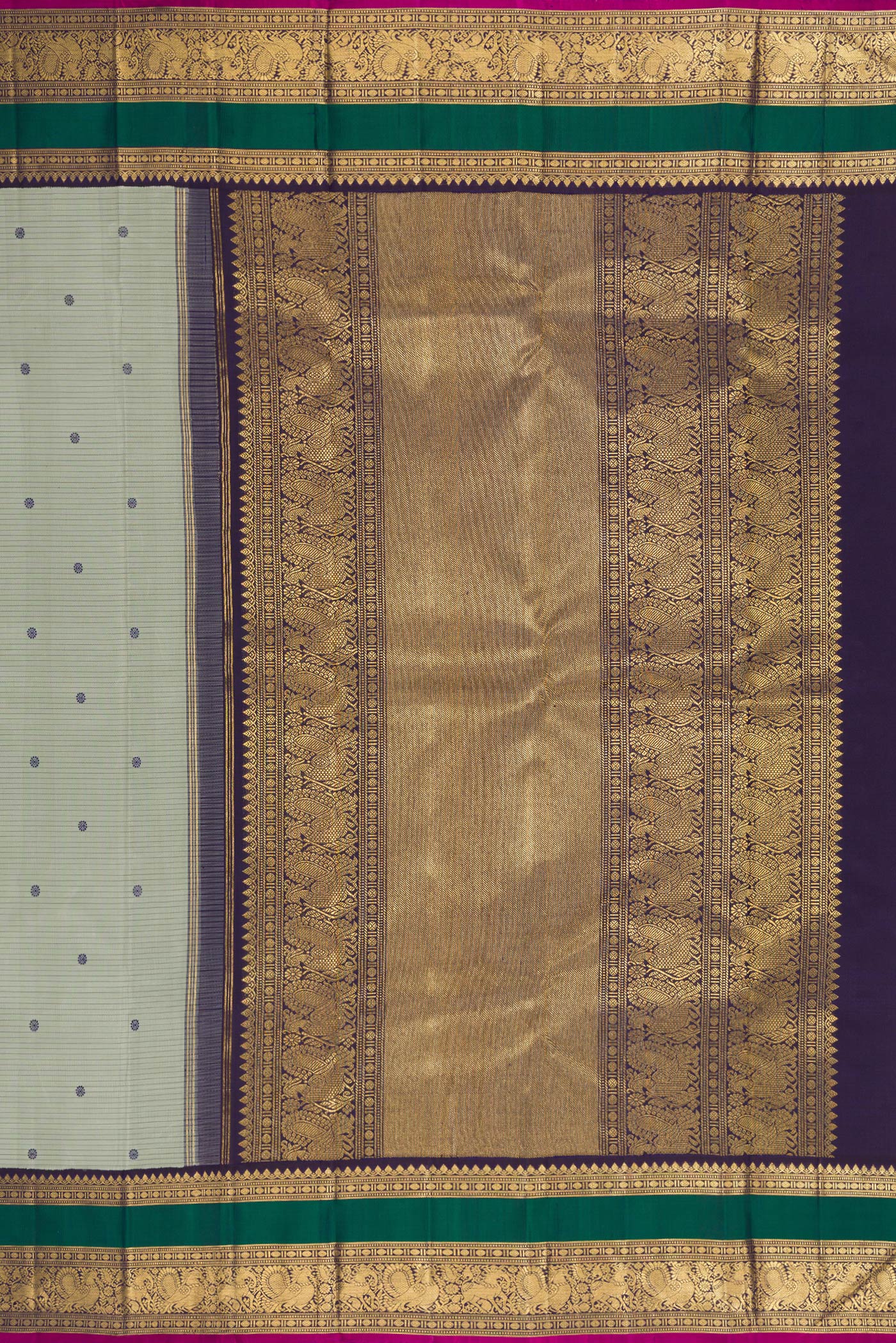 Pure Silk Pure Zari Grey Kanjivaram Saree - Image 7