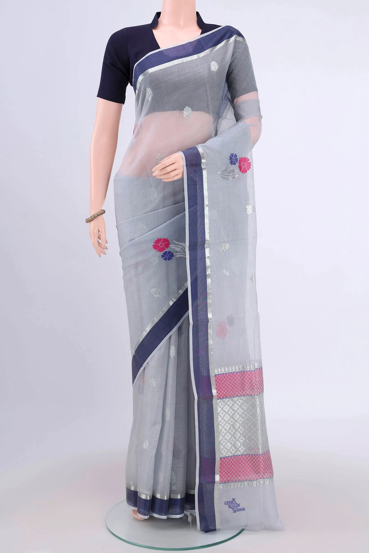 Pure Silk Pure Zari Grey Kota Saree