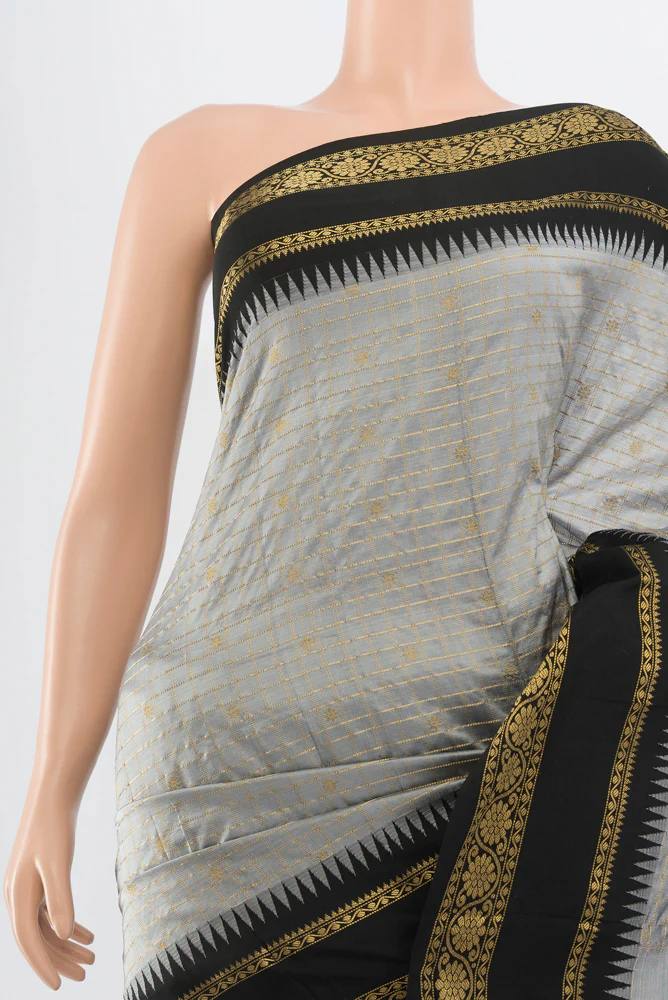 Grey Narayanpet Silk Saree - Image 2