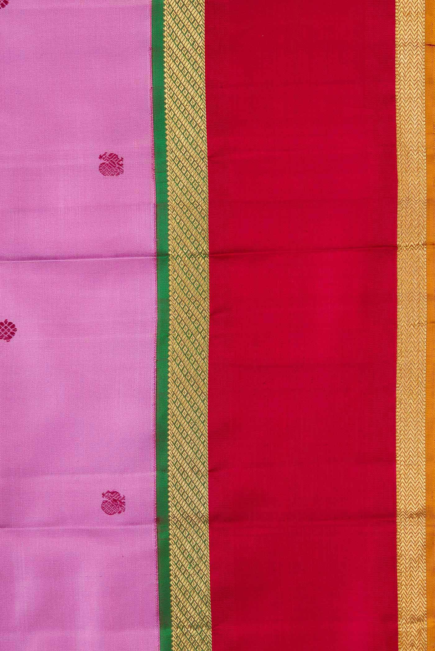 Pure Silk Pure Zari Lavender Dual Tone Kanchipuram Saree - Image 3