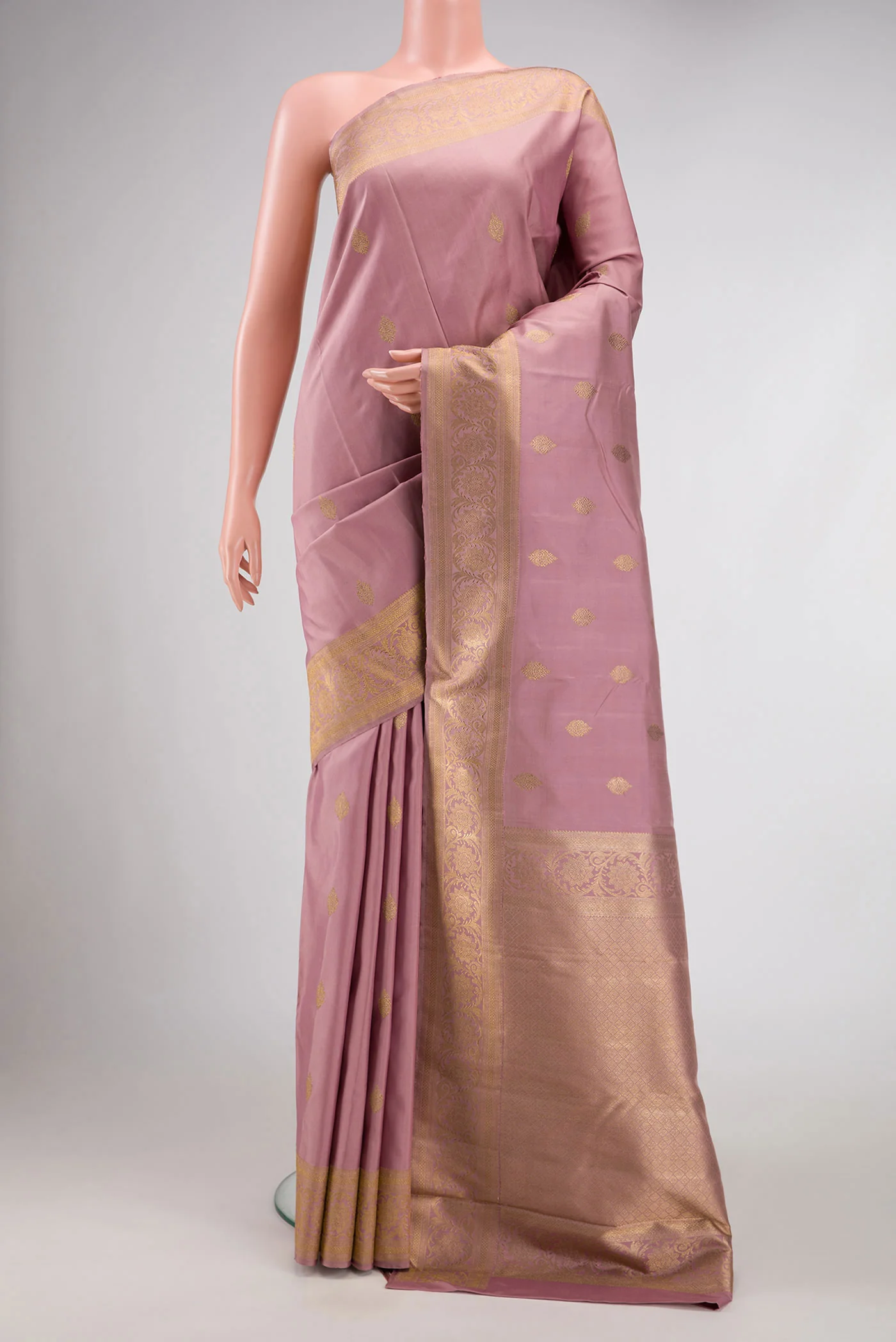 Pure Silk Pure Zari Lavender Dual Tone Kanjivaram Saree