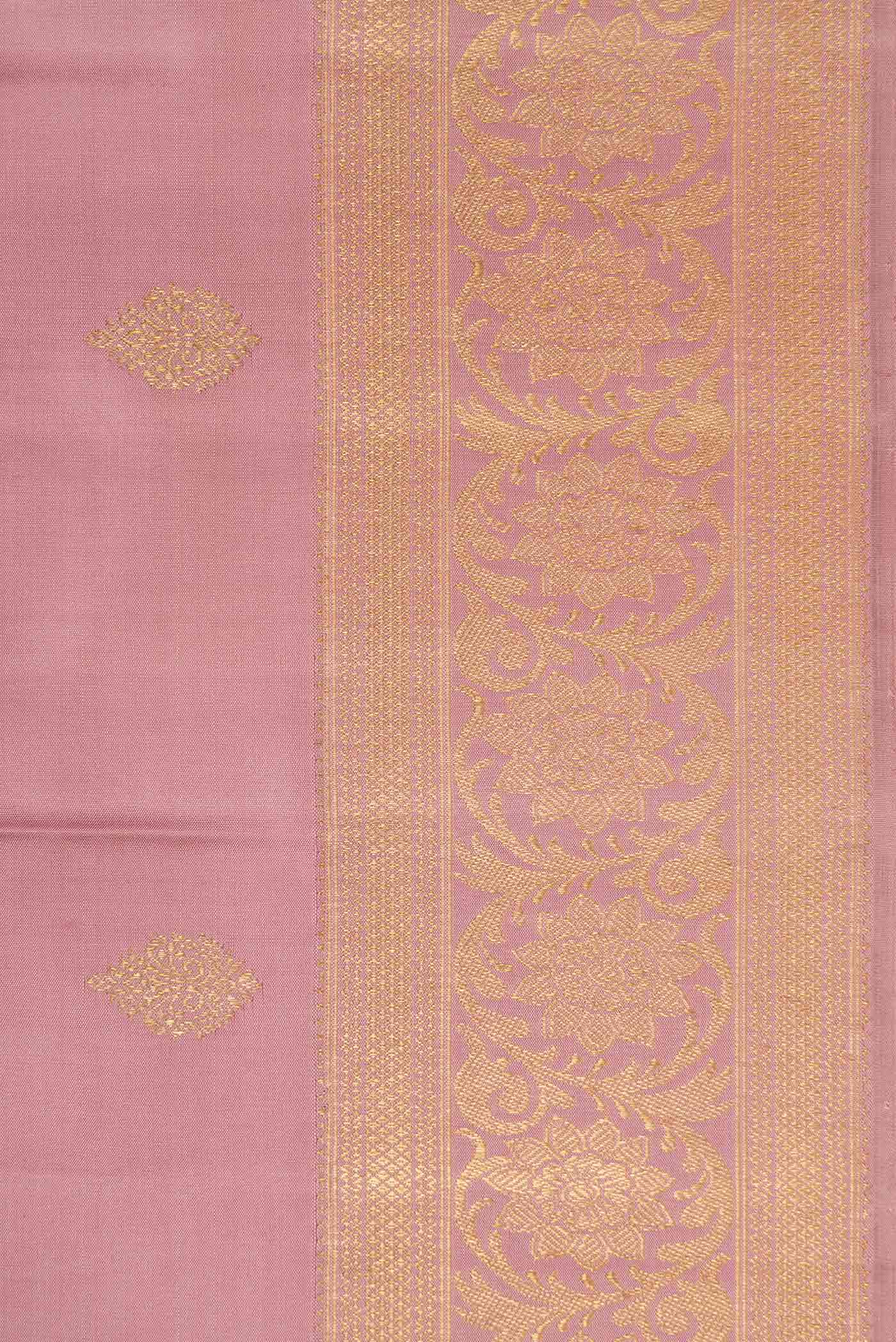 Pure Silk Pure Zari Lavender Dual Tone Kanjivaram Saree - Image 3