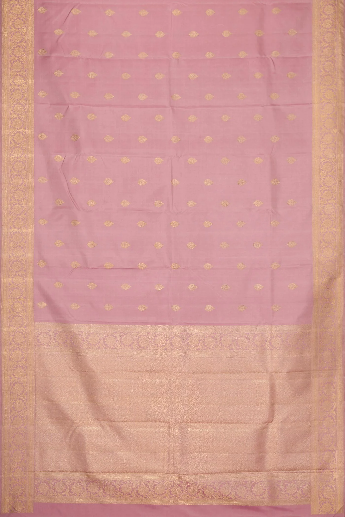 Pure Silk Pure Zari Lavender Dual Tone Kanjivaram Saree - Image 6