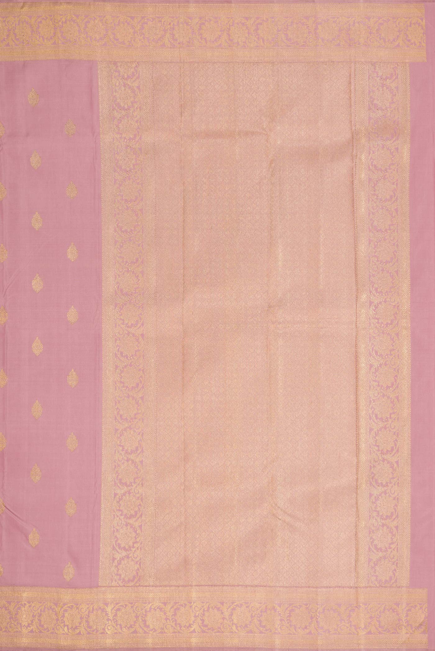 Pure Silk Pure Zari Lavender Dual Tone Kanjivaram Saree - Image 7