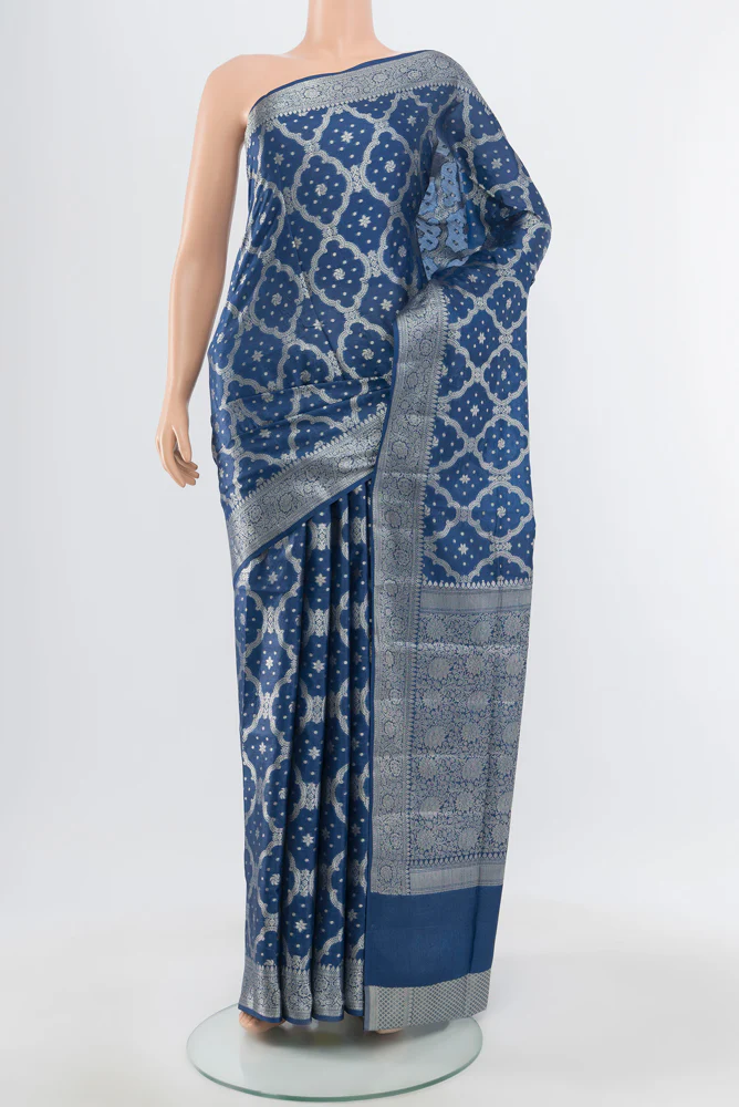 Blue Banarasi Tussar Silk Saree