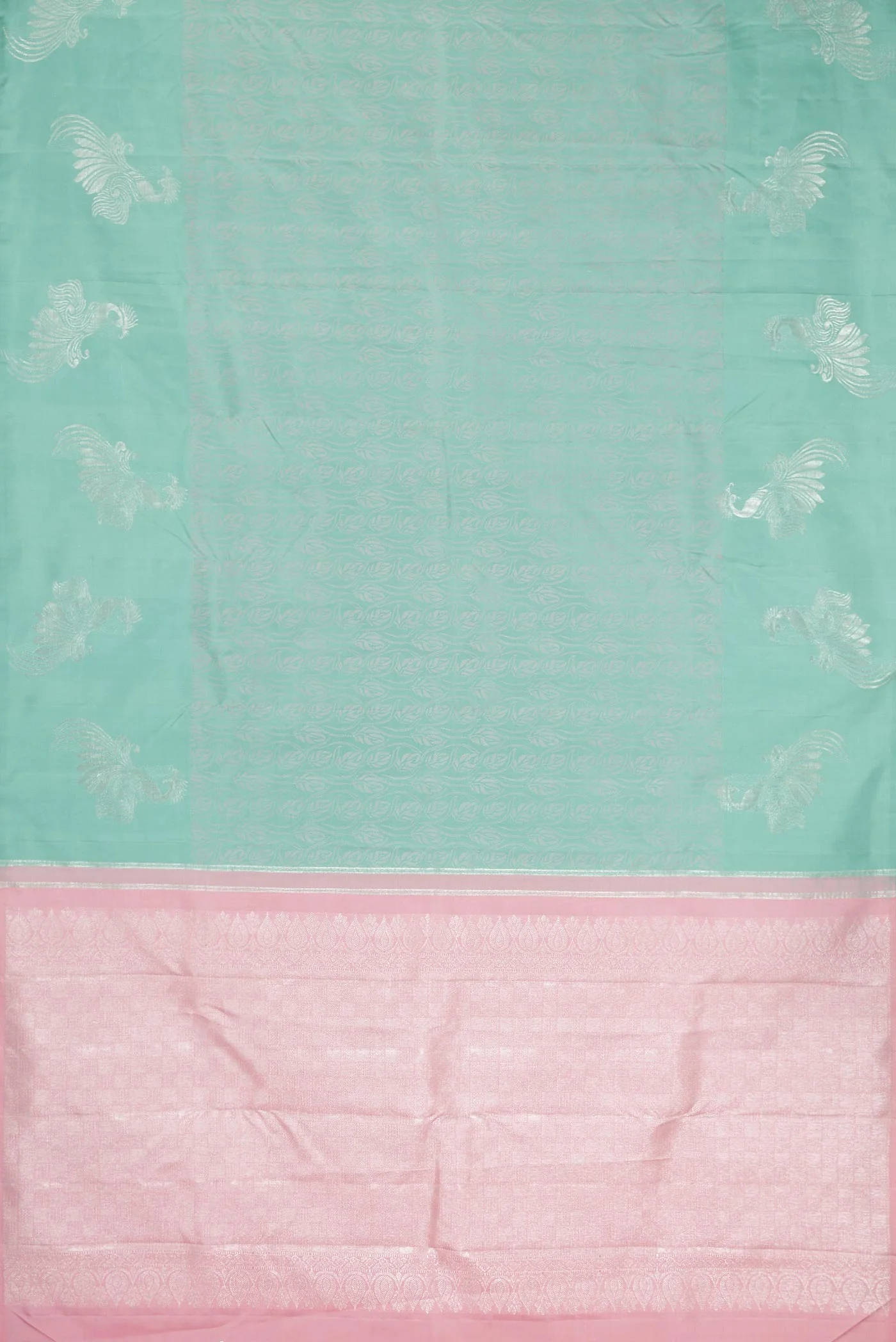 Pure Silk Pure Zari Light Blue Dual Tone Kanjivaram Saree - Image 6