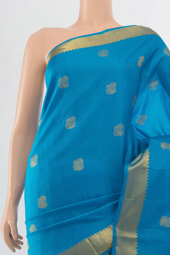 Sky Blue Kanjivaram Silk Saree - Image 2