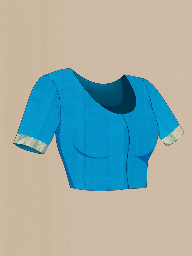 Sky Blue Kanjivaram Silk Saree - Image 4