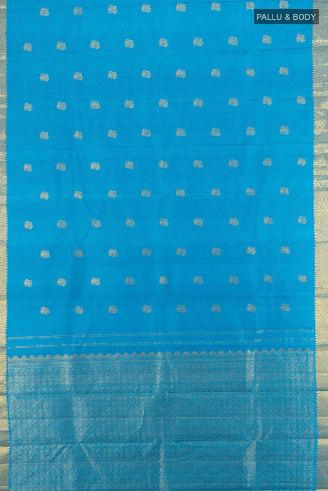 Sky Blue Kanjivaram Silk Saree - Image 5