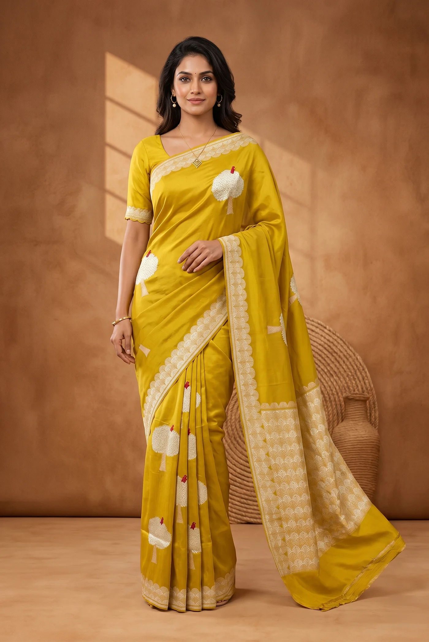 Yellow Banarasi Silk Saree