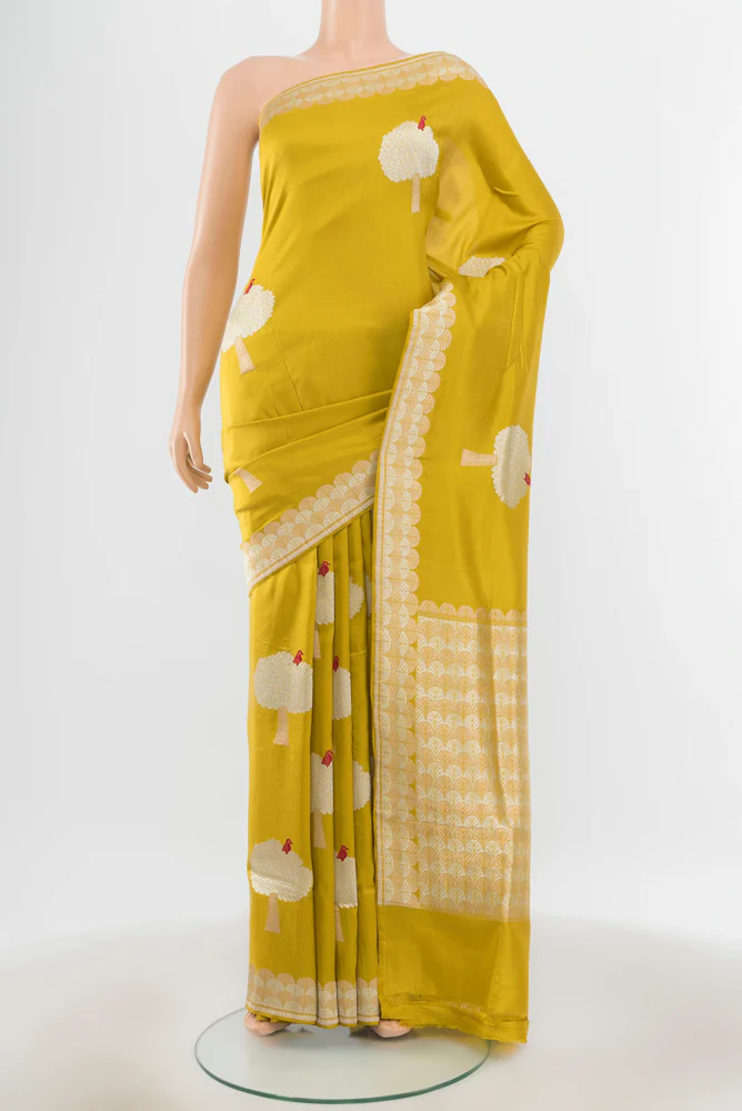 Yellow Banarasi Silk Saree - Image 2