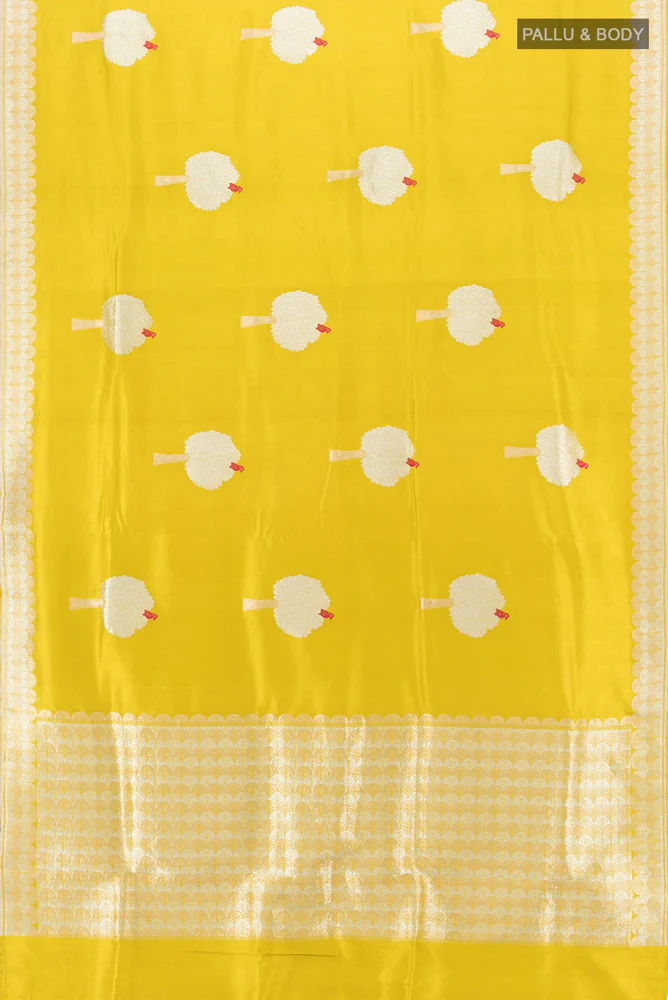 Yellow Banarasi Silk Saree - Image 6