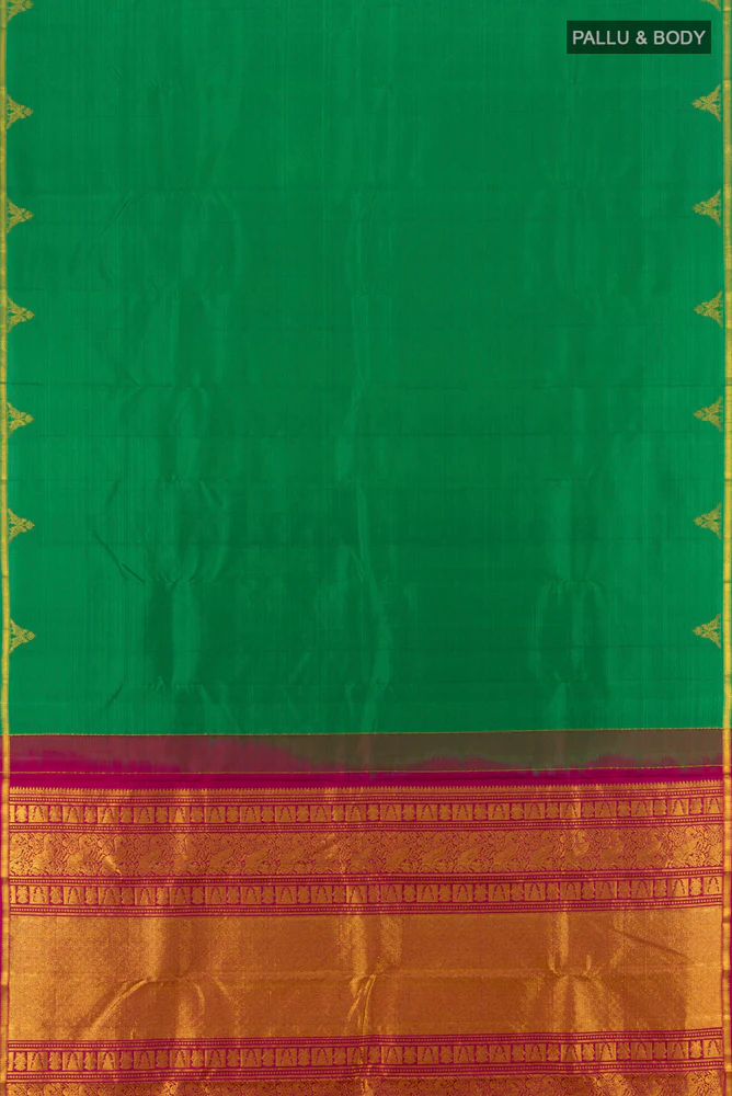 Green Kanchipuram Silk Saree - Image 5