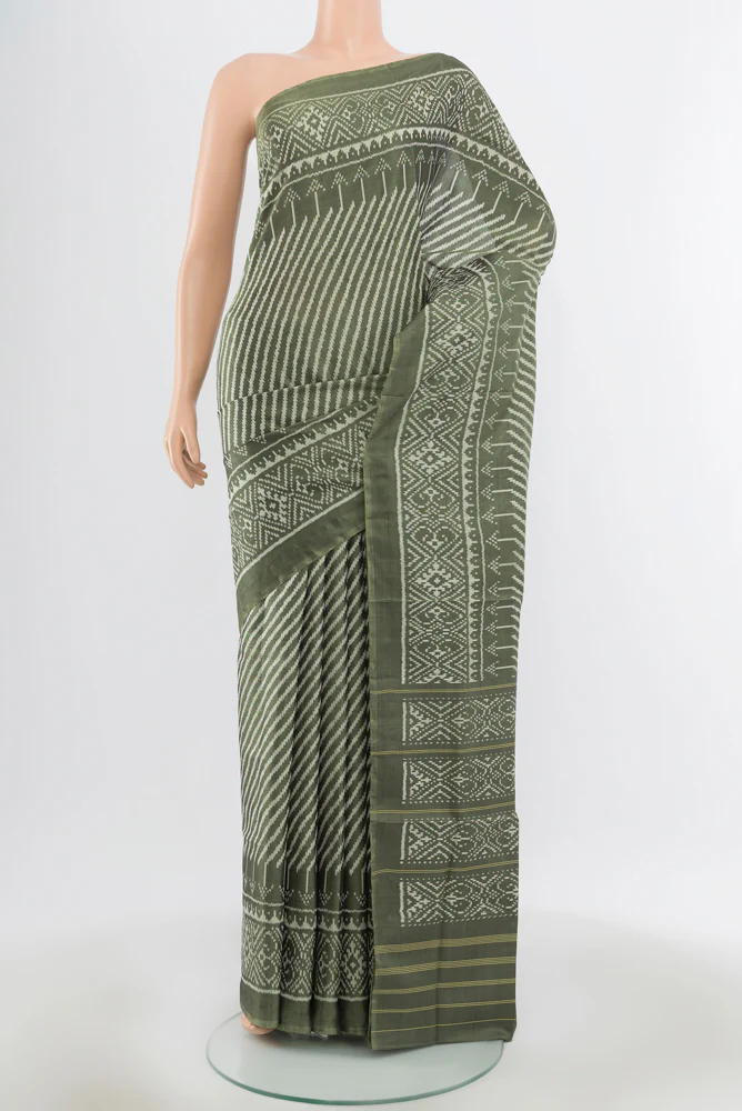 Olive Green Rajkot Patola Silk Saree