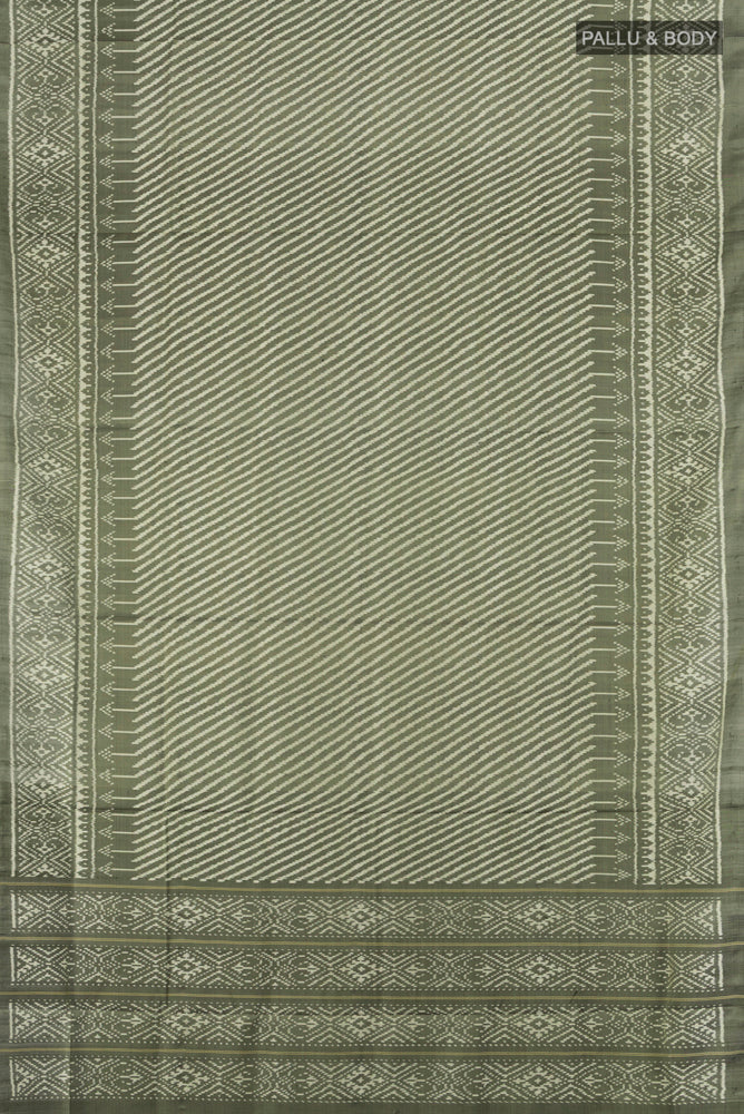 Olive Green Rajkot Patola Silk Saree - Image 5