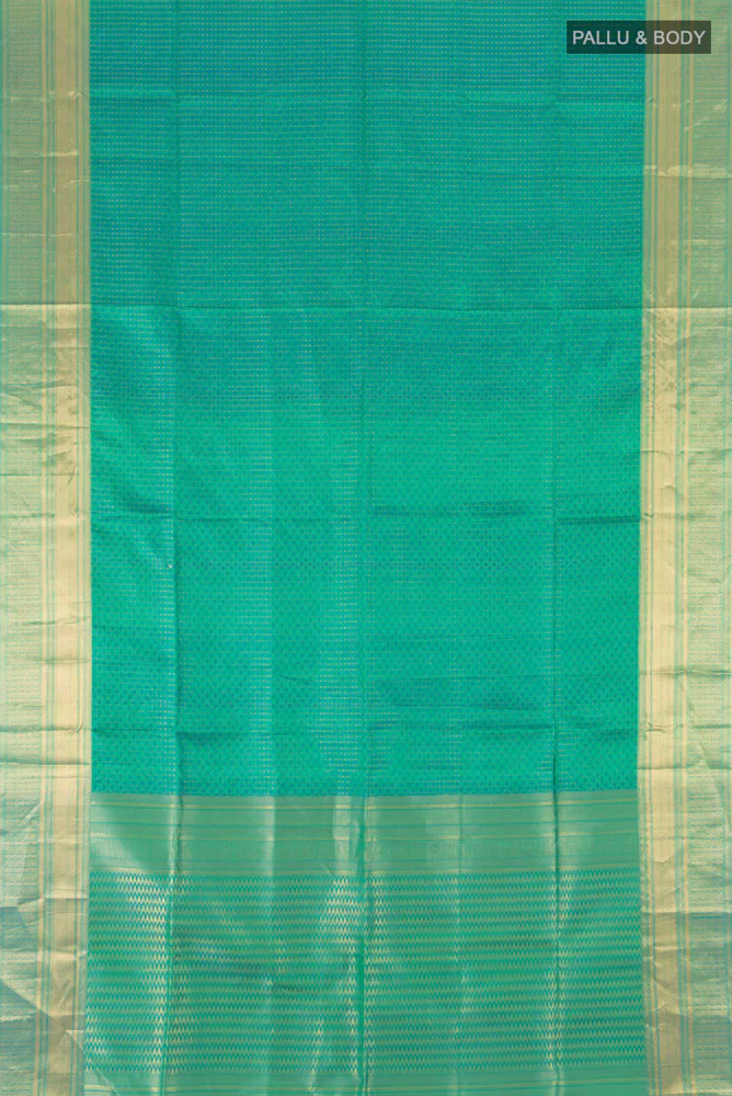 Turquoise Soft Silk Saree - Image 5