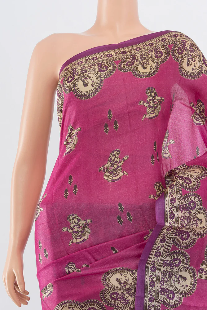 Pink Tussar Silk Saree - Image 2