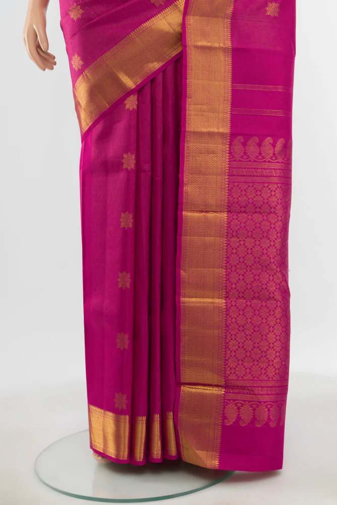 Rani Pink Kanjivaram Silk Saree - Image 3