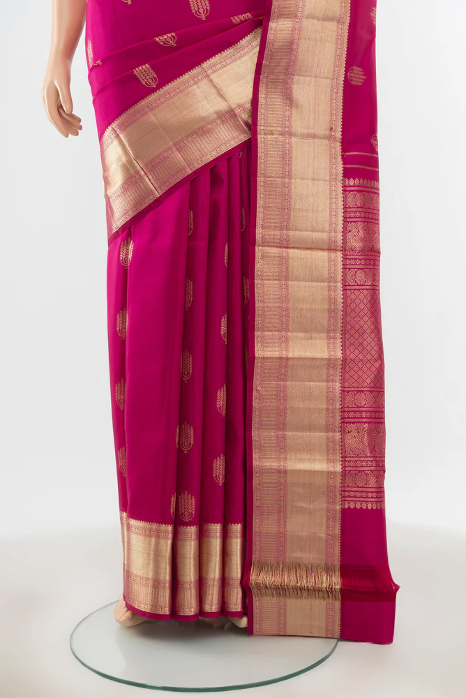 Rani Pink Kanjivaram Silk Saree - Image 3
