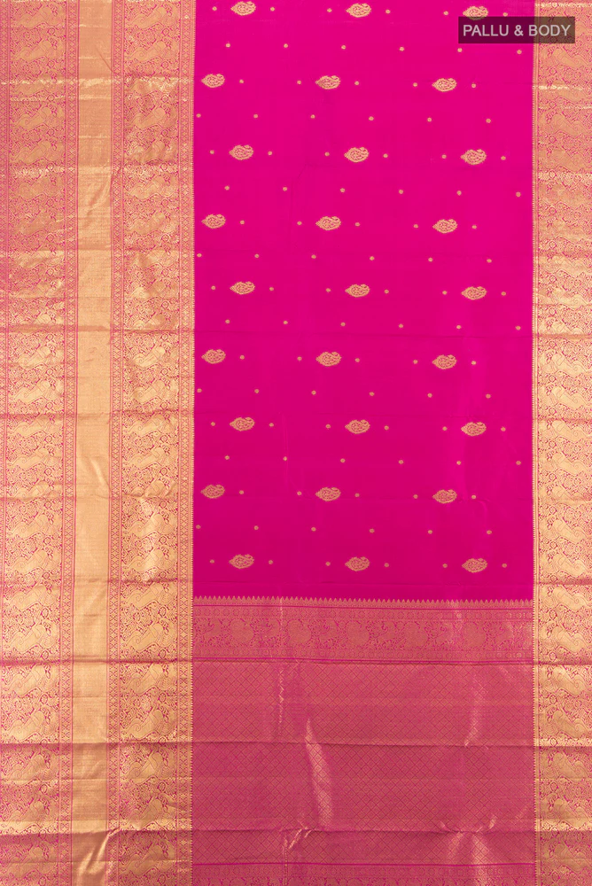 Rani Pink Kanjivaram Silk Saree - Image 5