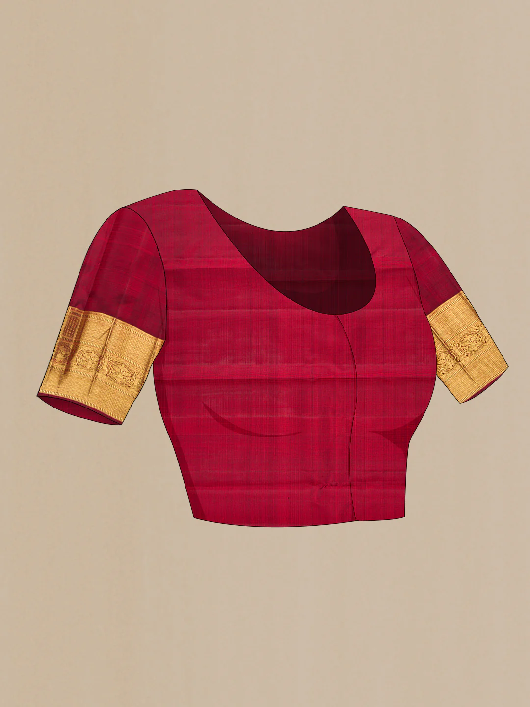 Pure Silk Pure Zari Maroon Dual Tone Kanjivaram Saree - Image 5