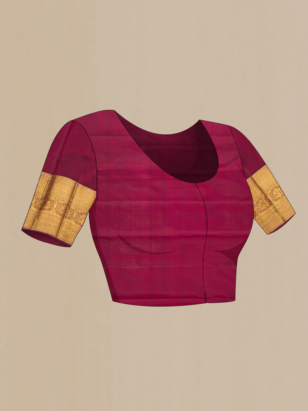 Pure Silk Pure Zari Maroon Dual Tone Kanjivaram Saree - Image 5