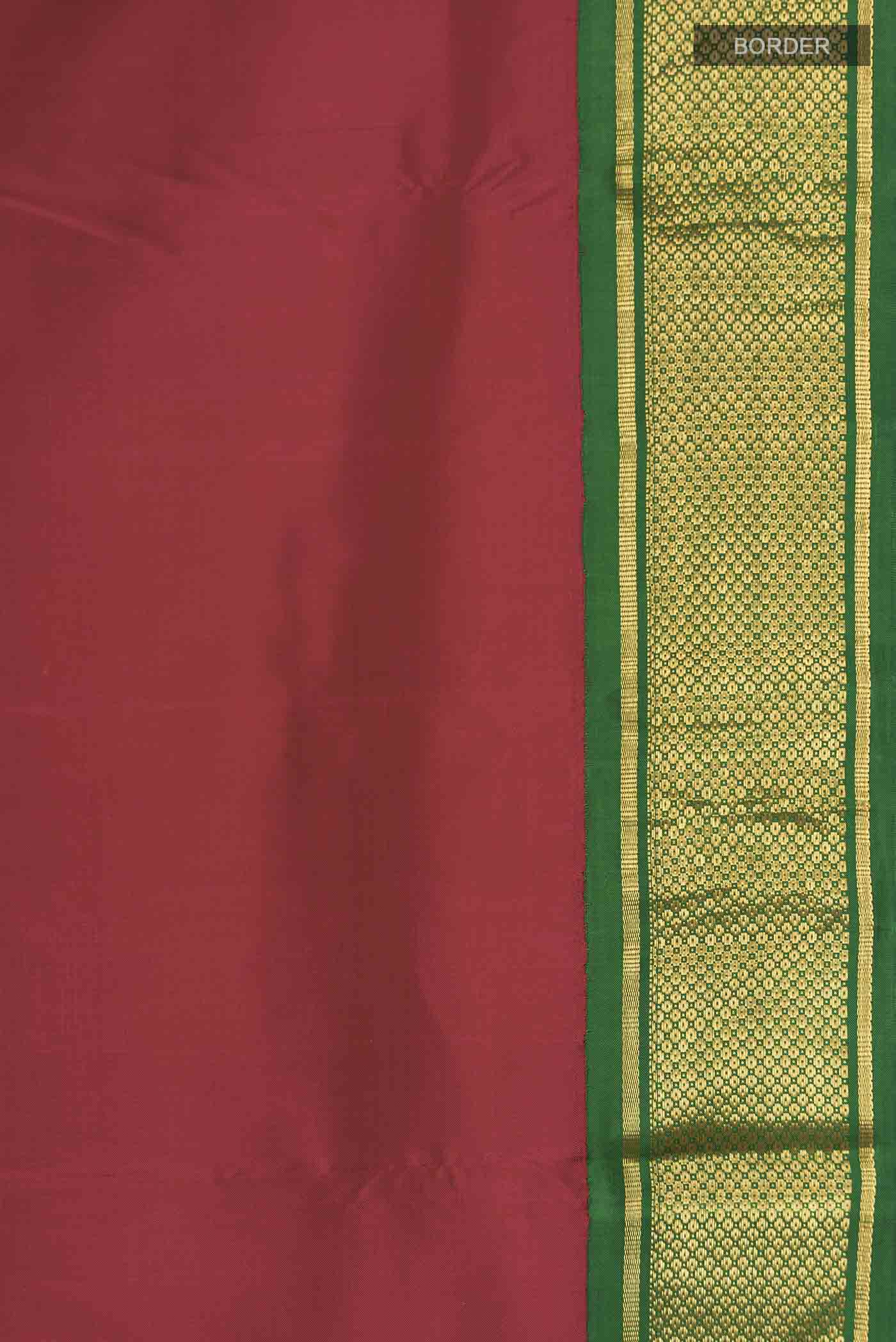 Pure Silk Pure Zari Maroon Kanchipuram Nine Yards Saree - Image 3