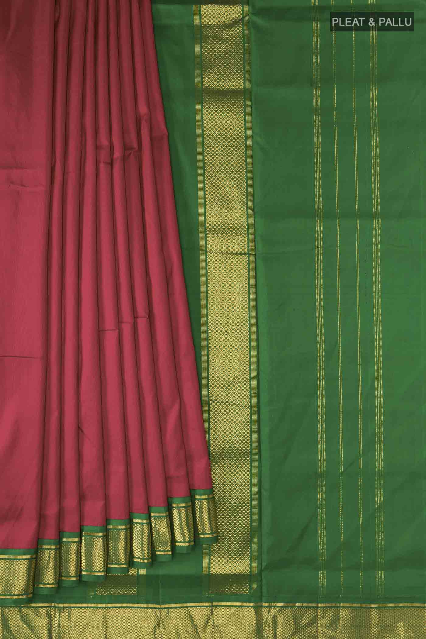 Pure Silk Pure Zari Maroon Kanchipuram Nine Yards Saree - Image 4
