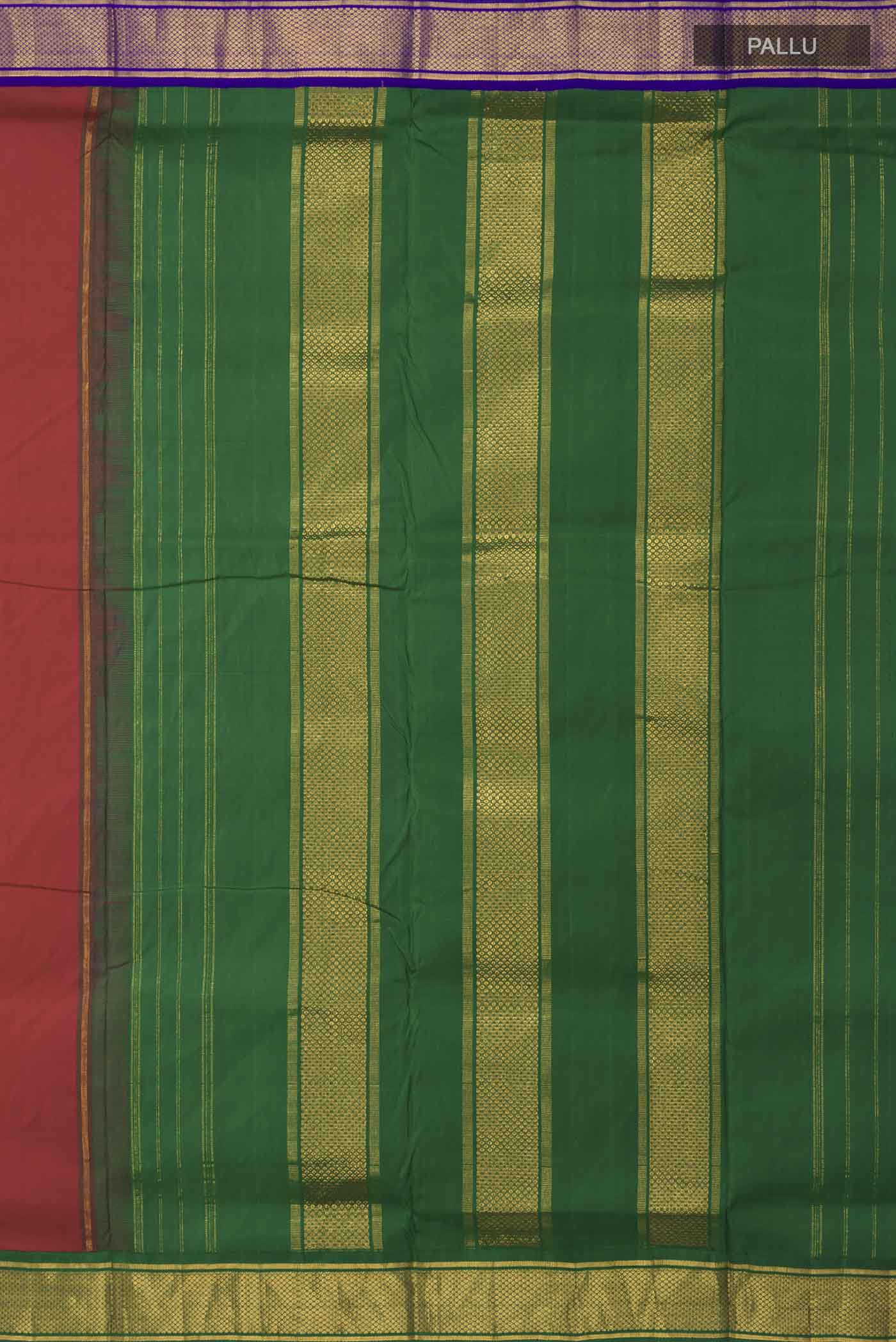 Pure Silk Pure Zari Maroon Kanchipuram Nine Yards Saree - Image 6