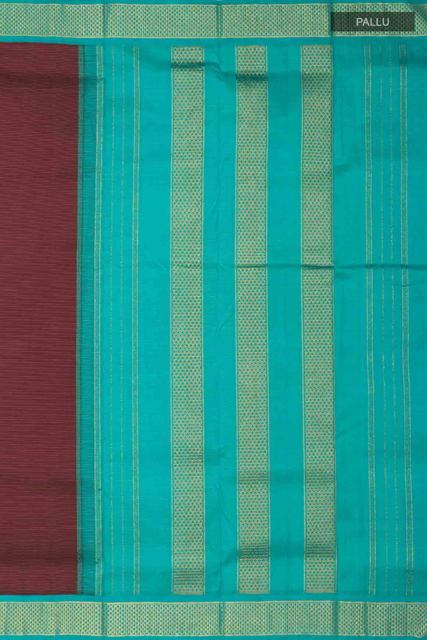 Pure Silk Pure Zari Maroon Kanchipuram Nine Yards Saree - Image 5