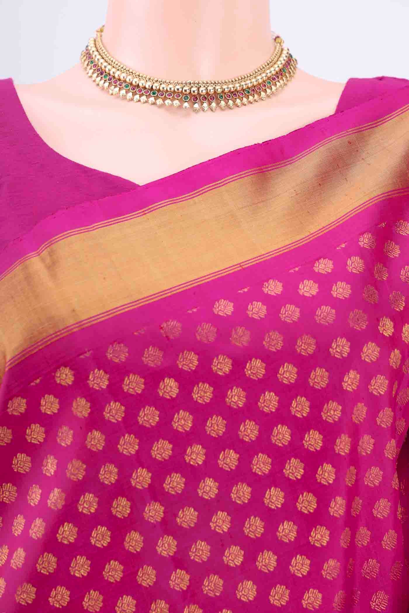 Pure Silk Pure Zari Maroon Kanjivaram Saree - Image 2