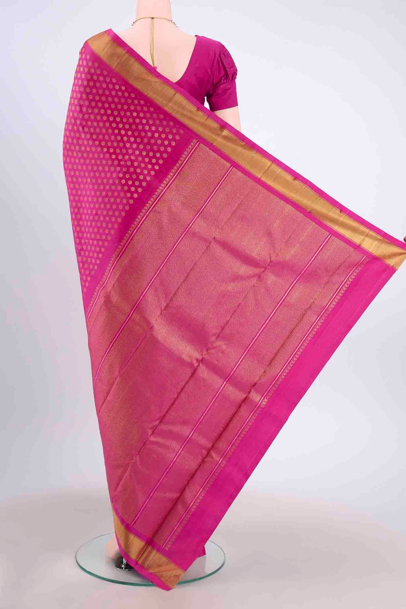 Pure Silk Pure Zari Maroon Kanjivaram Saree - Image 3