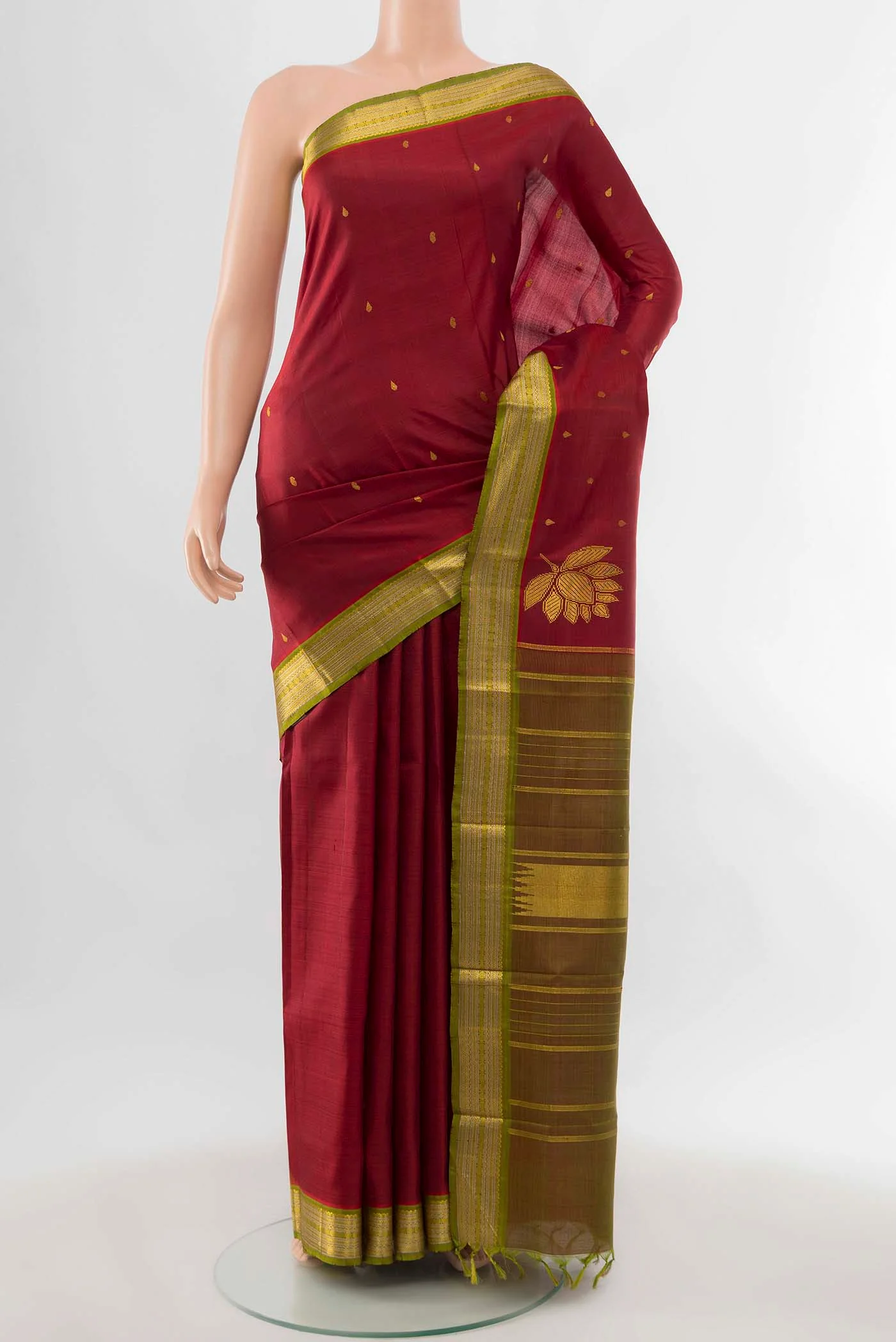 Pure Silk Pure Zari Maroon Kanchipuram Saree