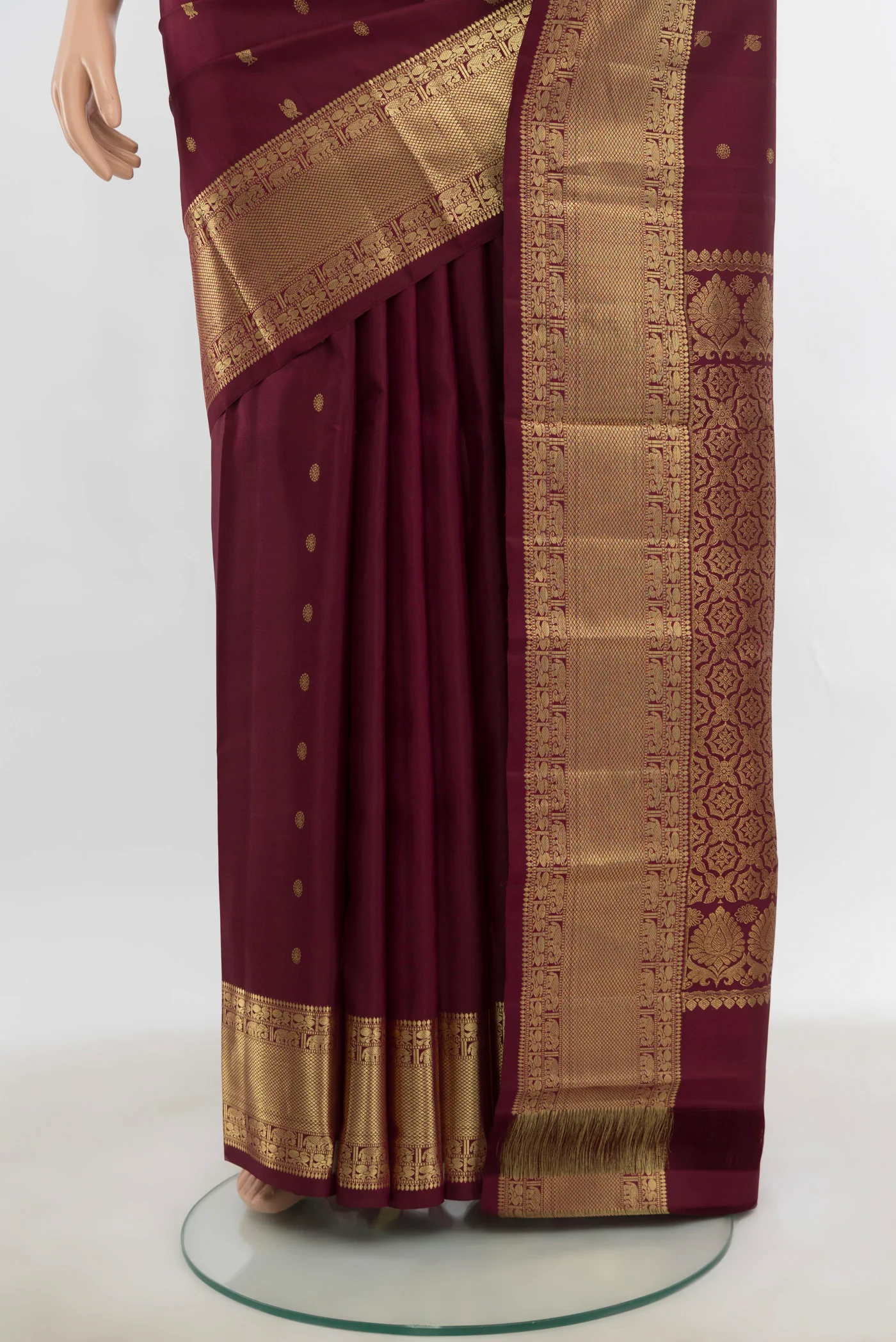 Maroon Kanchipuram Silk Saree - Image 3