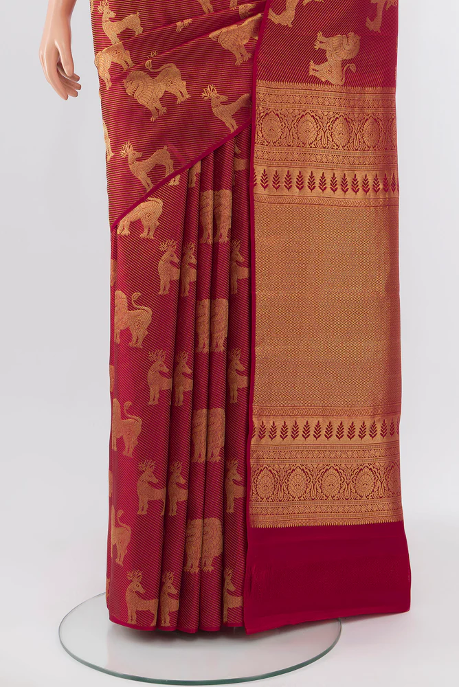 Maroon Kanchipuram Silk Saree - Image 3