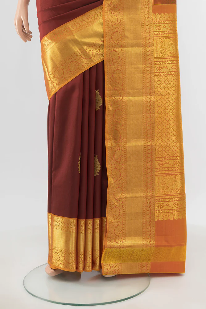 Maroon Kanchipuram Silk Saree - Image 3