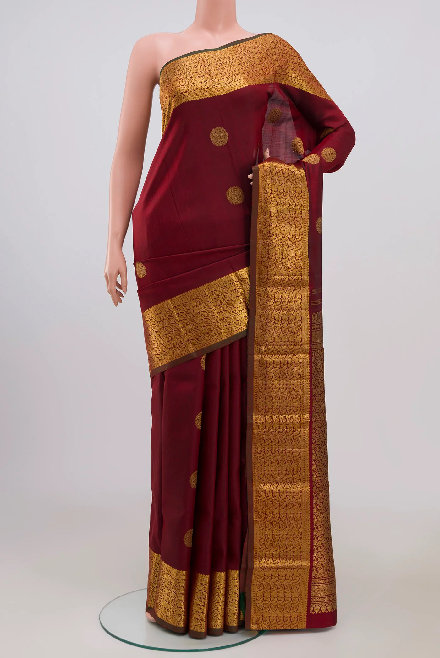 Pure Silk Pure Zari Maroon Kanchipuram Saree