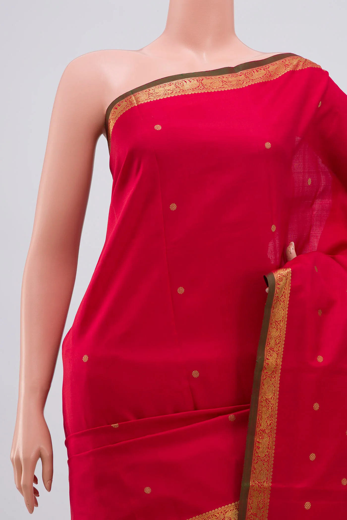 Pure Silk Pure Zari Pink Kanchipuram Saree - Image 2