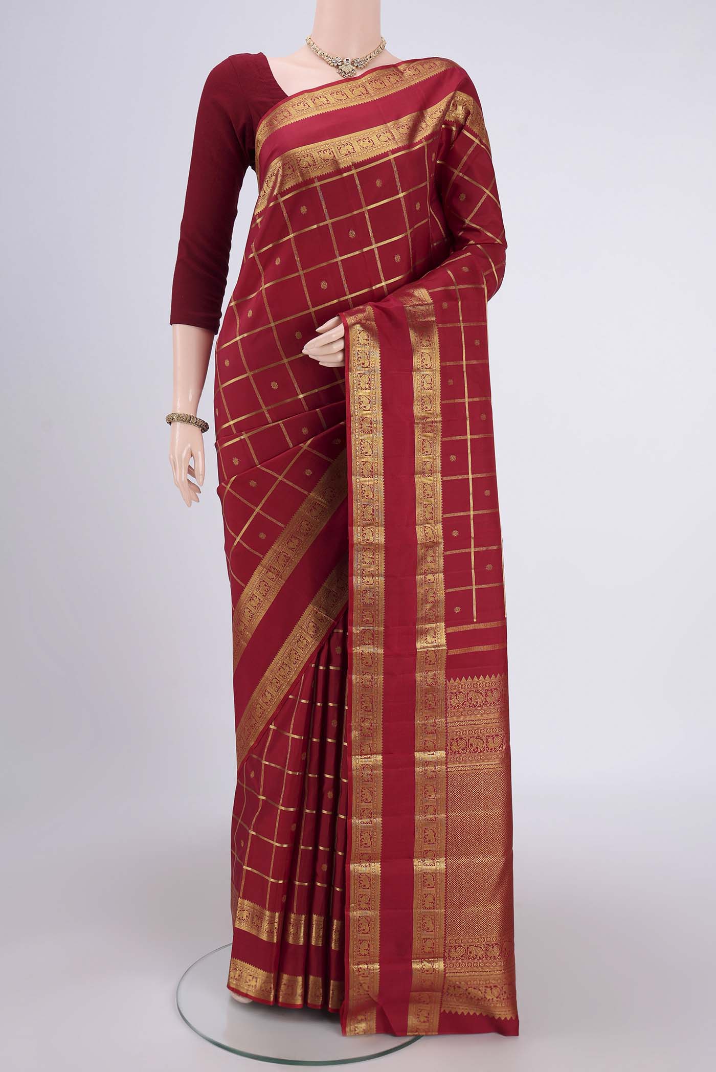 Maroon Kanchipuram Silk Saree