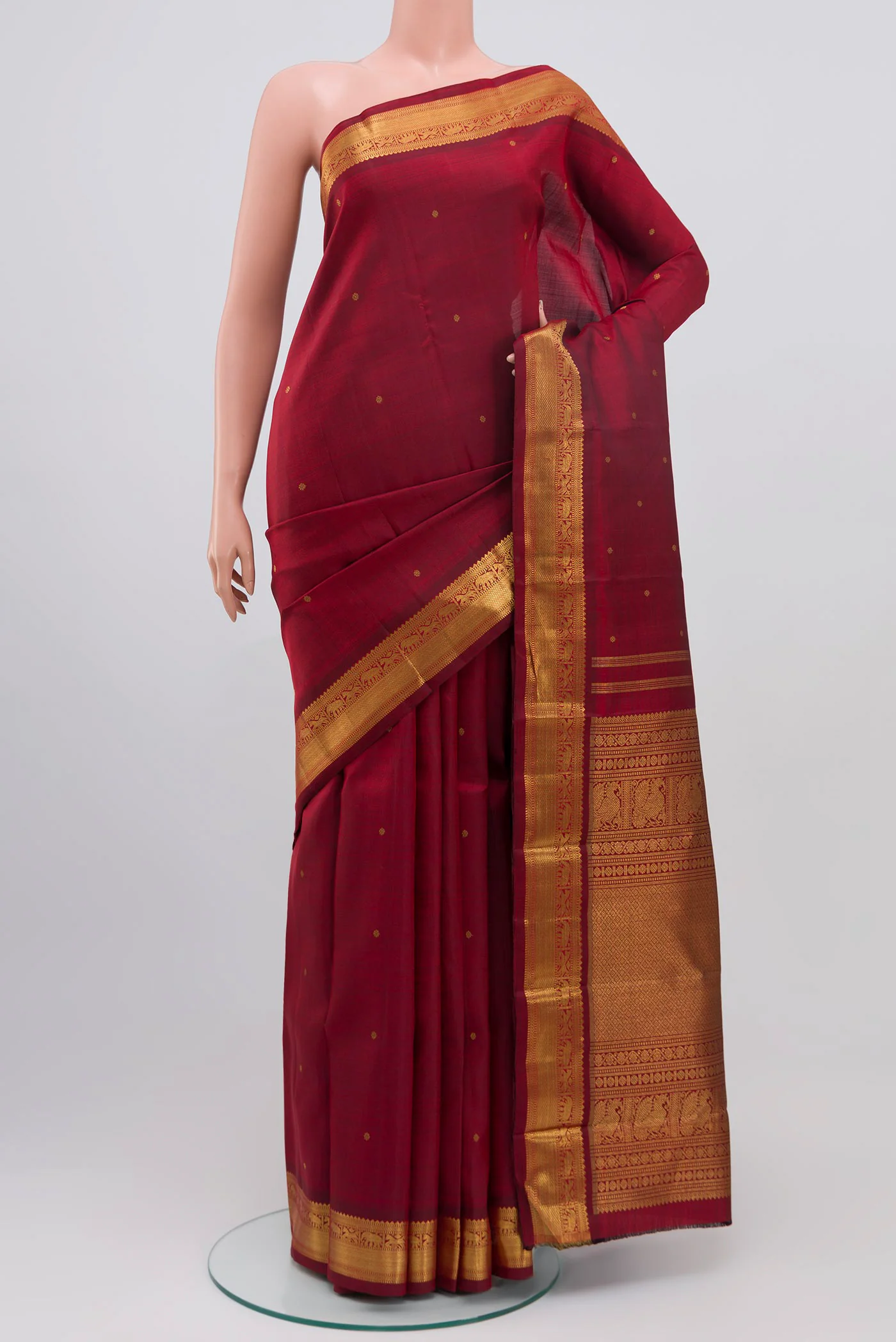 Pure Silk Pure Zari Maroon Kanchipuram Saree