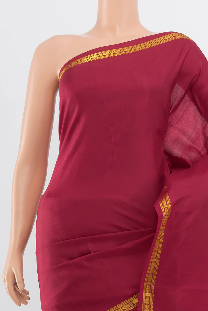 Pure Silk Pure Zari Maroon Kanjivaram Saree - Image 2