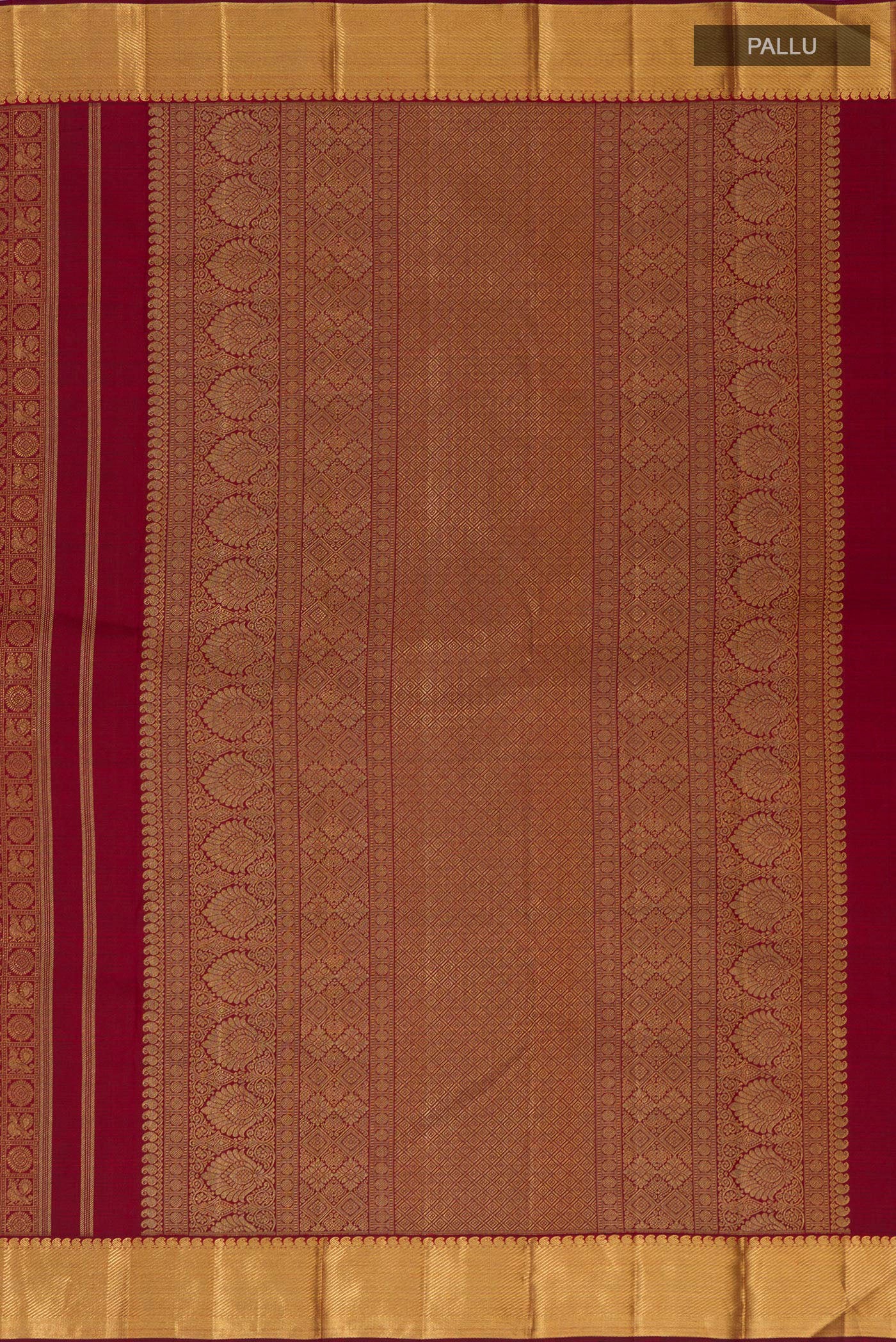 Pure Silk Pure Zari Maroon Kanjivaram Saree - Image 6
