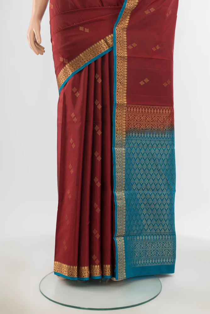 Maroon Soft Silk Saree - Image 3