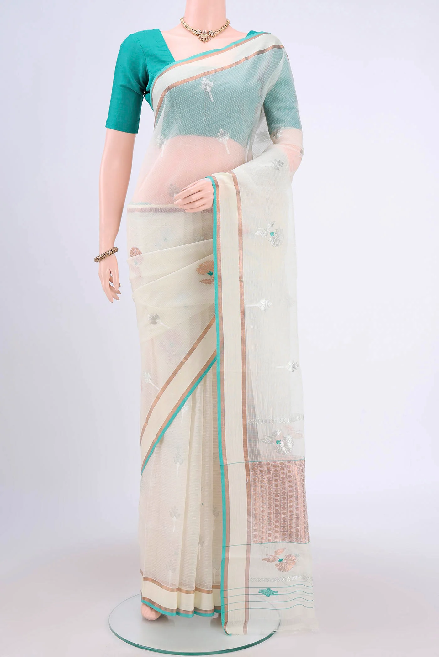 Pure Silk Pure Zari Off White Kota Saree