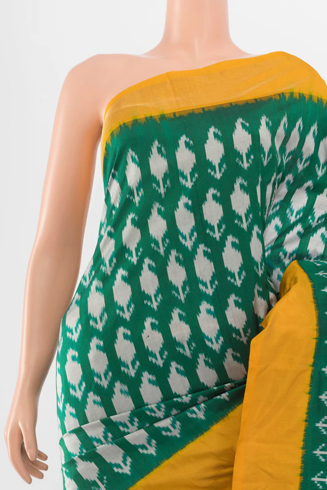 Green Pochampally Silk Saree - Image 2