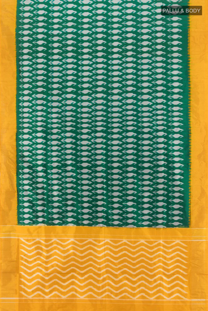 Green Pochampally Silk Saree - Image 5