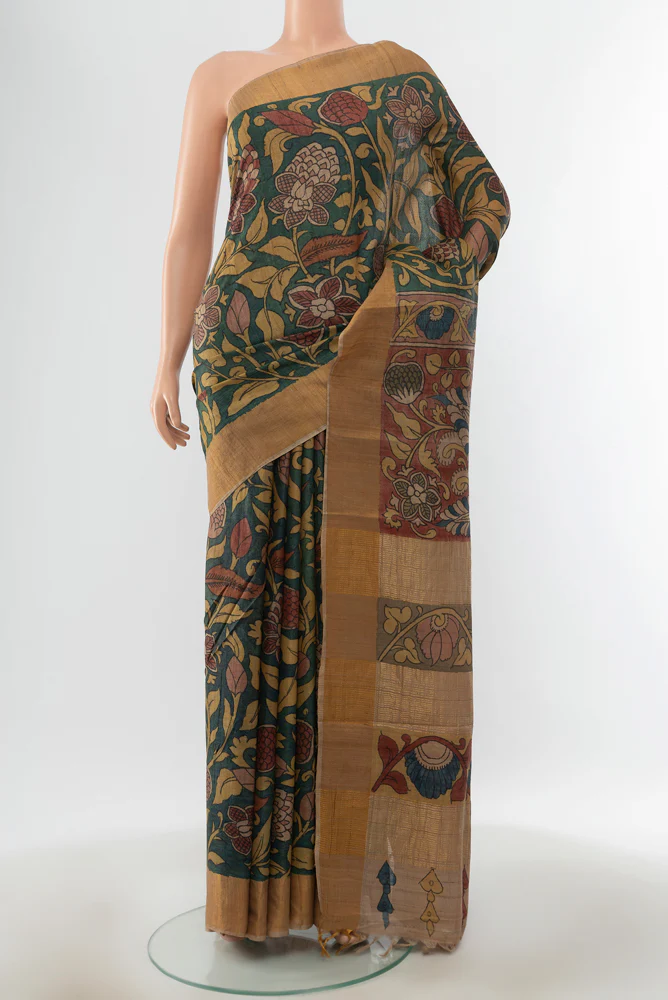 Green Tussar Silk Saree