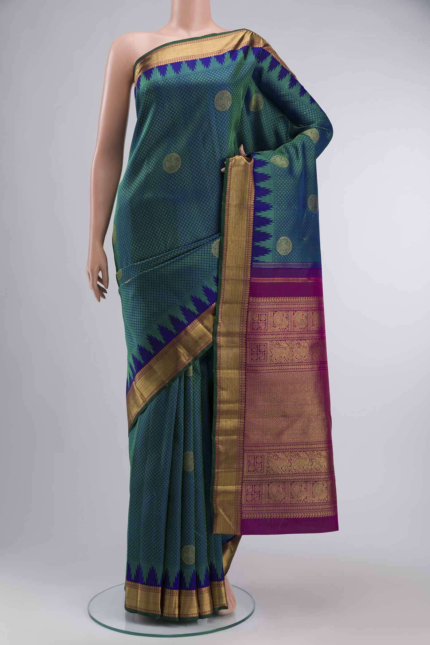 Pure Silk Pure Zari Multi Kanchipuram Saree